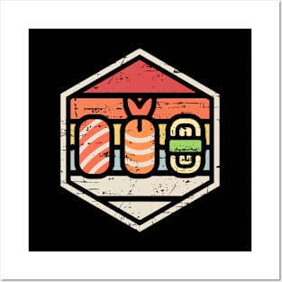 Retro Badge Sushi Posters and Art